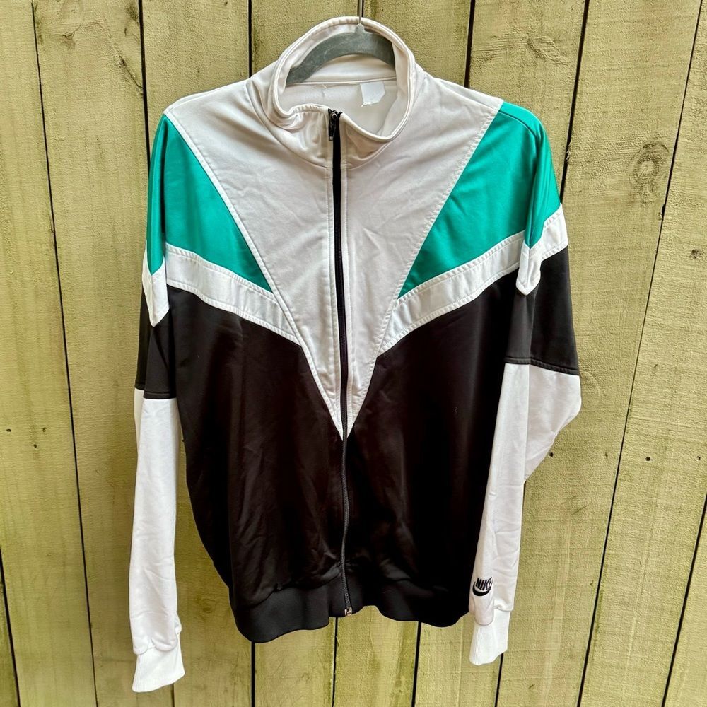 Vintage Nike Air White and Green Tracksuit Jacket